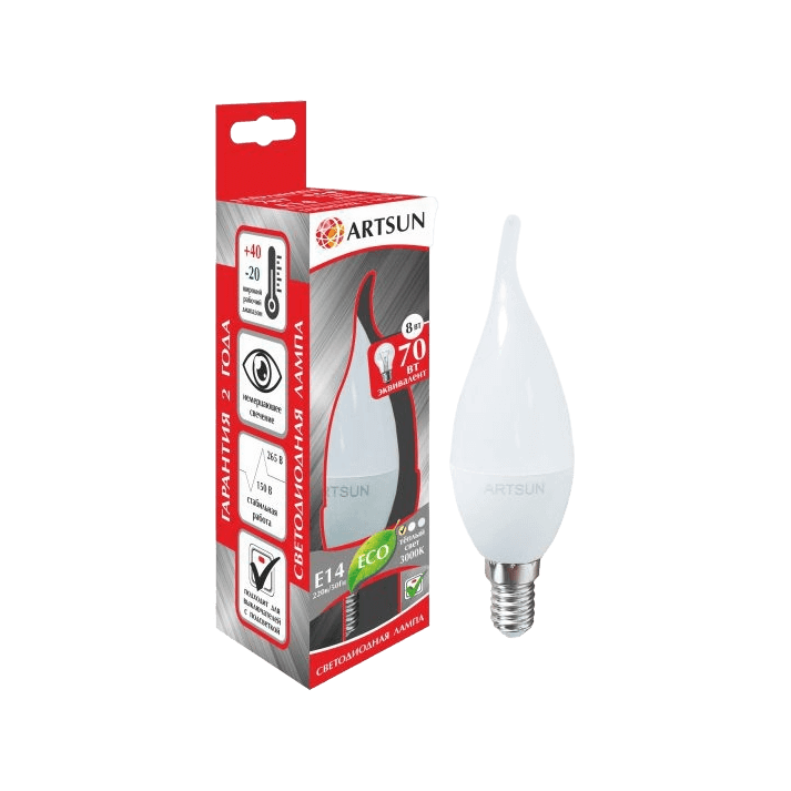 Лампа светодиодная ARTSUN LED BXS35 8W E14 3000K