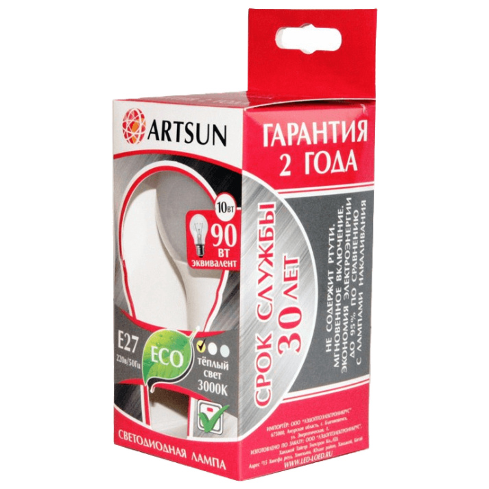 Лампа светодиодная ARTSUN LED A65 18W E27 3000K