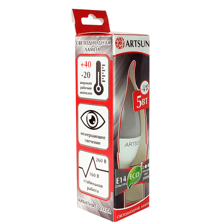 Лампа светодиодная ARTSUN LED BXS35 8W E14 3000K