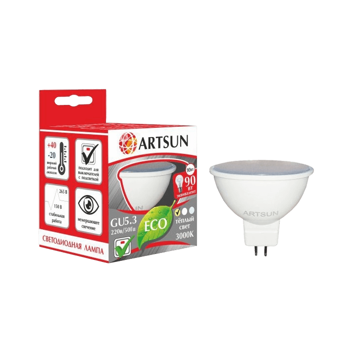 Лампа светодиодная ARTSUN LED MR16 6W GU5.3 3000K