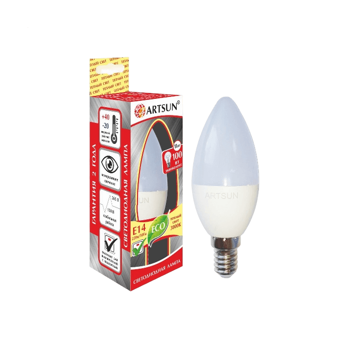 Лампа светодиодная ARTSUN LED B35 7W E14 3000K