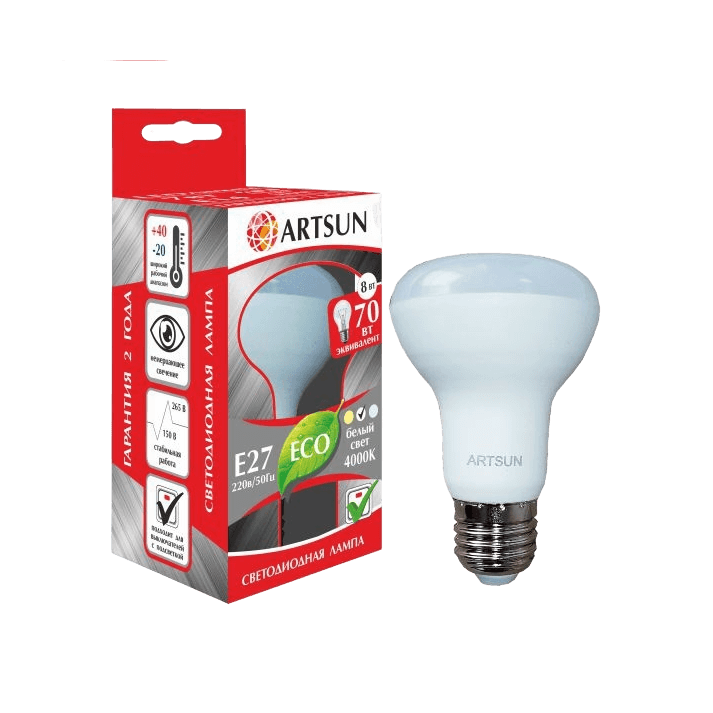Лампа светодиодная ARTSUN LED R63 8W E27 3000K